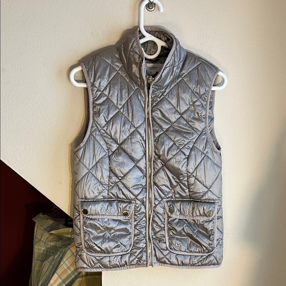 Workshop Republic Clothing Metallic Silver Quilted PufferVest‎ M